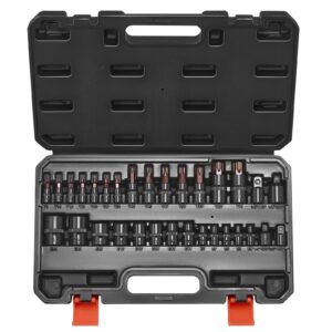 Torx Bit Socket And External Torx Socket Set, 31-Piece T8-T70 And E4-E24, S2 Alloy Steel And Cr-V Steel, 1/4 In, 3/8 In, And 1/2 In Drives, With Adapter And Enhanced Storage Case, For Automotive